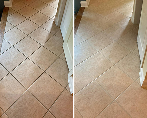 Floor Before and After a Grout Sealing in Birmigham, MI