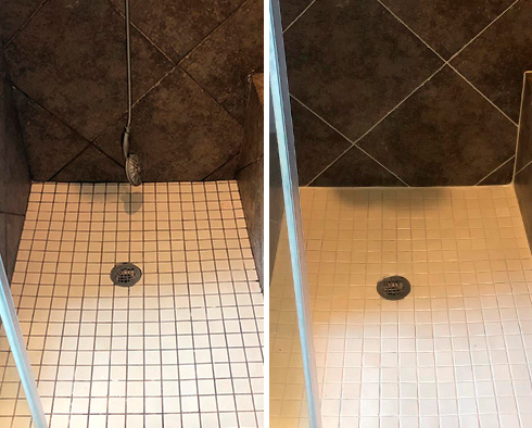 Tile Shower Before and After a Grout Sealing in Royal Oak