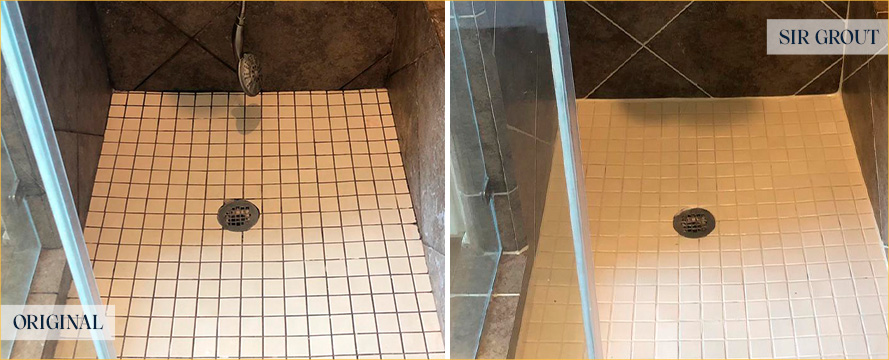 Tile Shower Before and After a Grout Sealing in Royal Oak