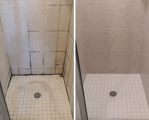 Shower Before and After a Grout Sealing in Rochester, MI