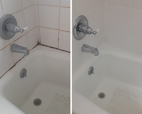 Shower Before and After Our Caulking Services in Harrison Township, MI