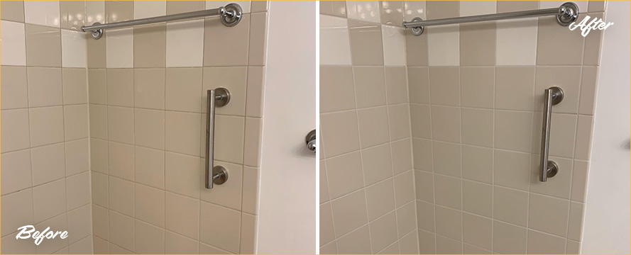 Shower Before and After a Superb Grout Sealing in Macomb, MI