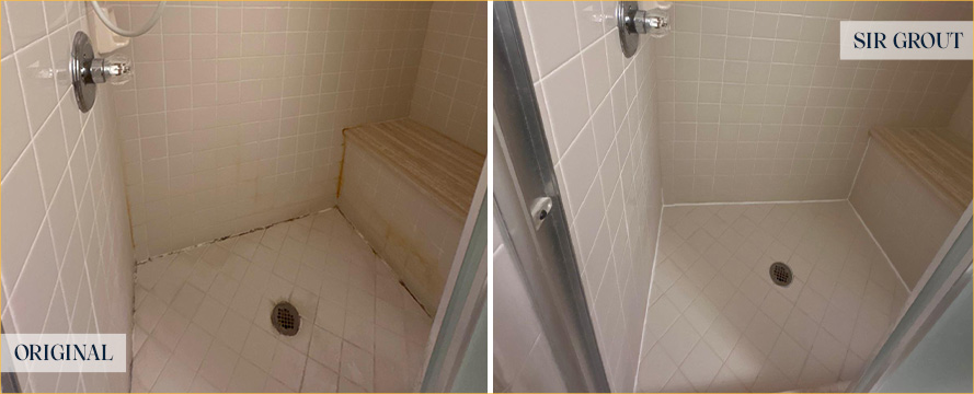 Shower Before and After a Flawless Grout Cleaning in Macomb, MI