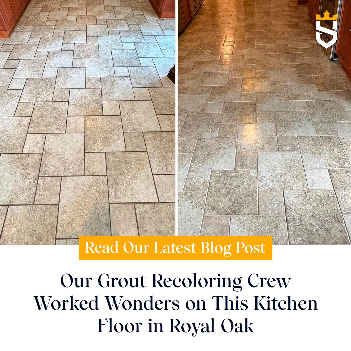 Our Grout Recoloring Crew Worked Wonders on This Kitchen Floor in Royal Oak